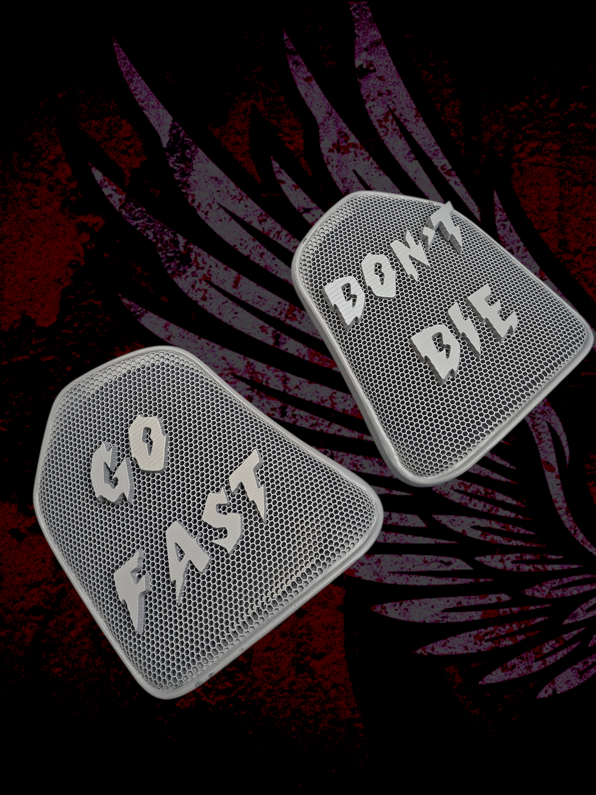 19 to 25+ Indian Challenger Go Fast Dont Die themed inner speaker grills set
