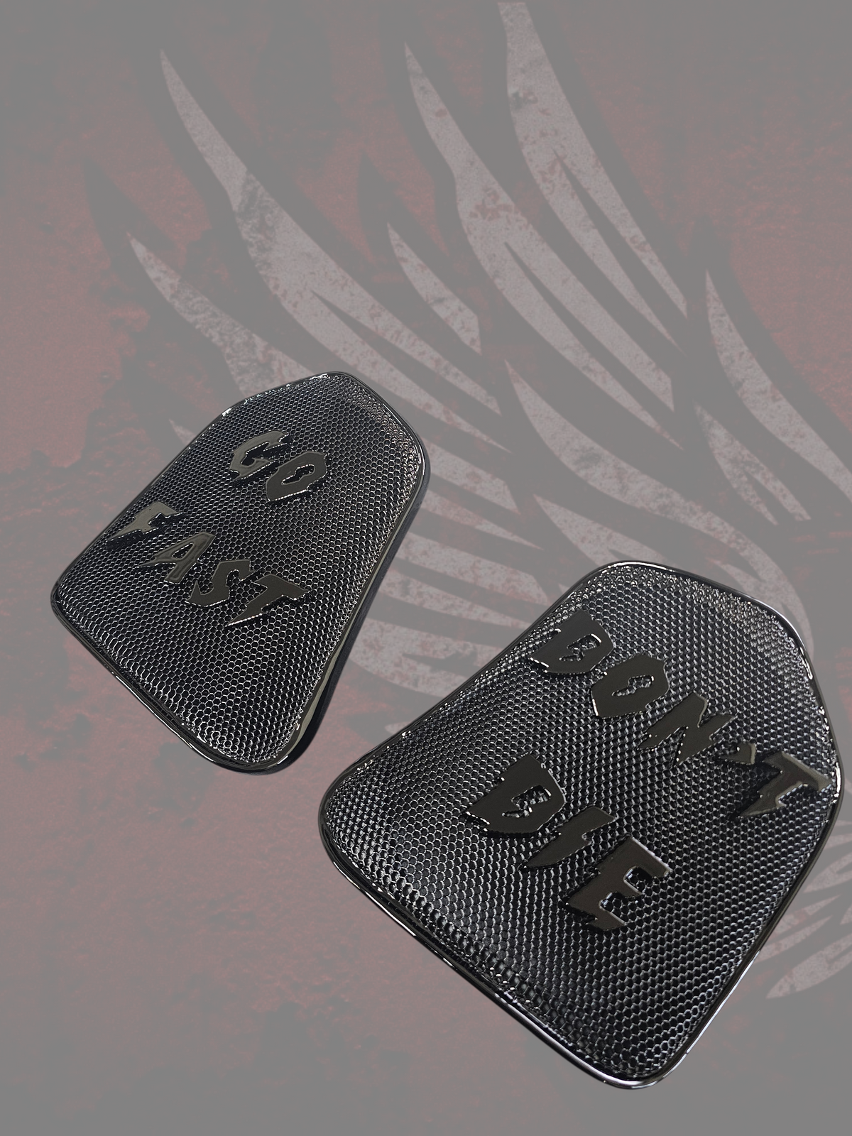 19 to 25+ Indian Challenger Go Fast Dont Die themed inner speaker grills set