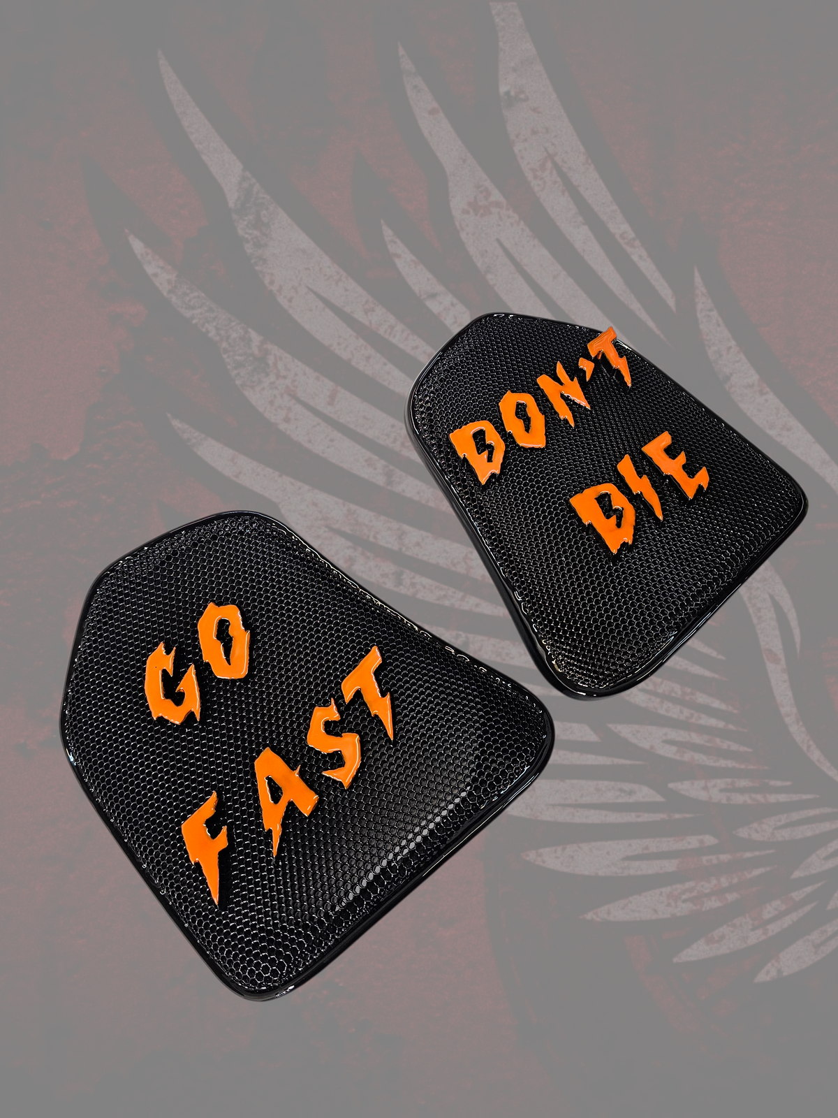 19 to 25+ Indian Challenger Go Fast Dont Die themed inner speaker grills set