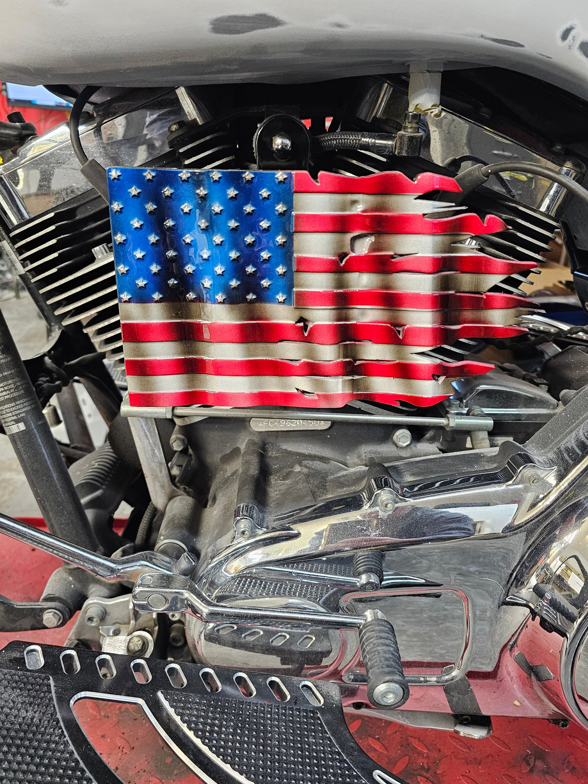 Tattered American Flag horn cover