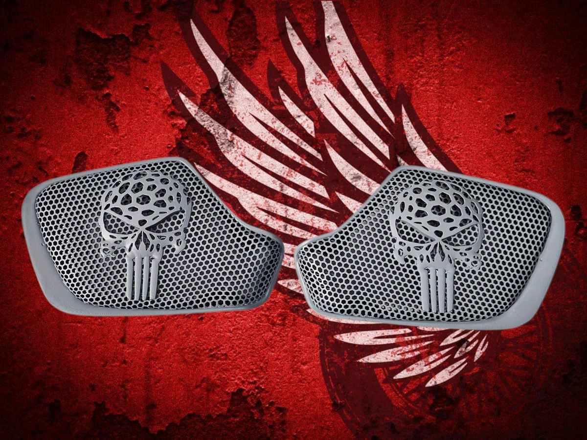 18 to 26+ Indian Chieftain webbed punisher inner speaker grills set