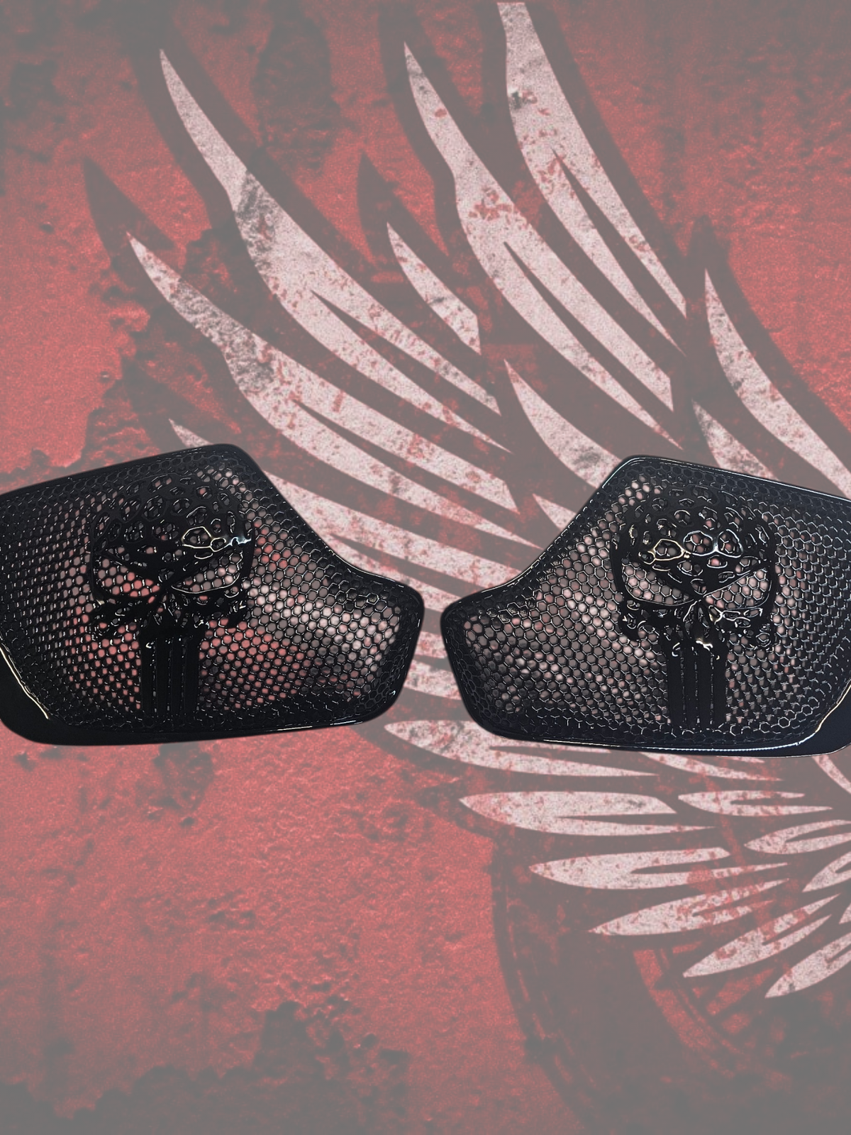 18 to 26+ Indian Chieftain webbed punisher inner speaker grills set