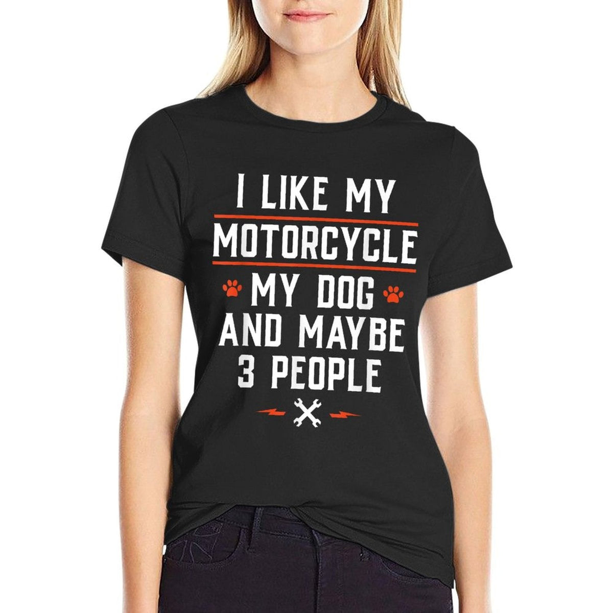 I Like My Motorcycle My Dog And Maybe 3 People - Funny Biker Men Women Eco-friendly Material T-Shirt