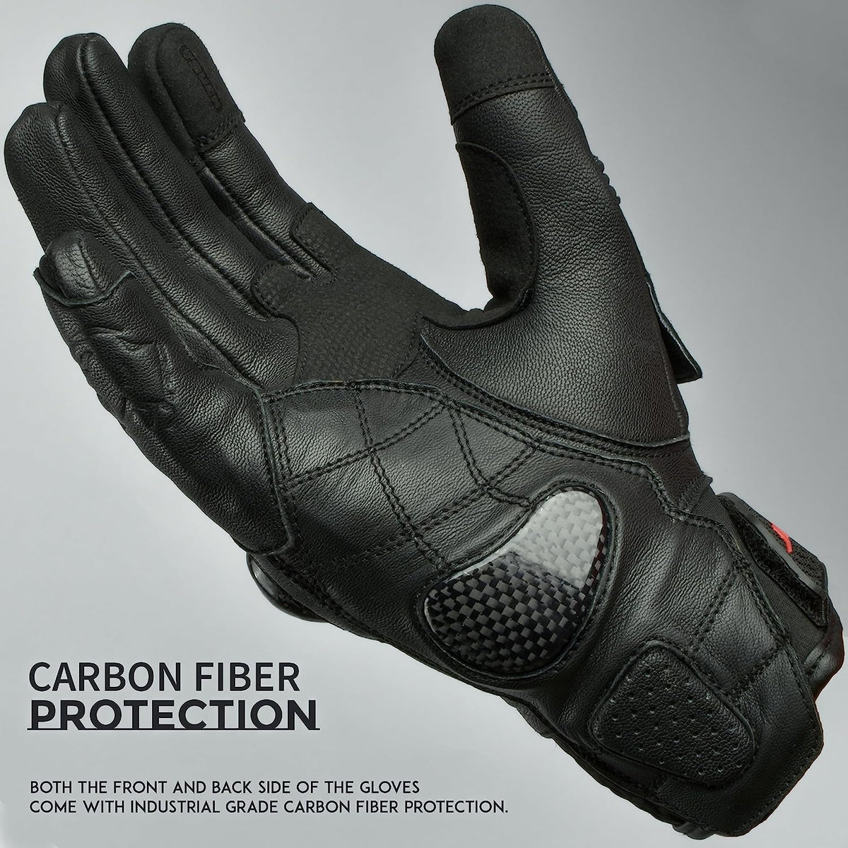 Gladiator Leather Motorcycle Gloves Reinforced Knuckle Men