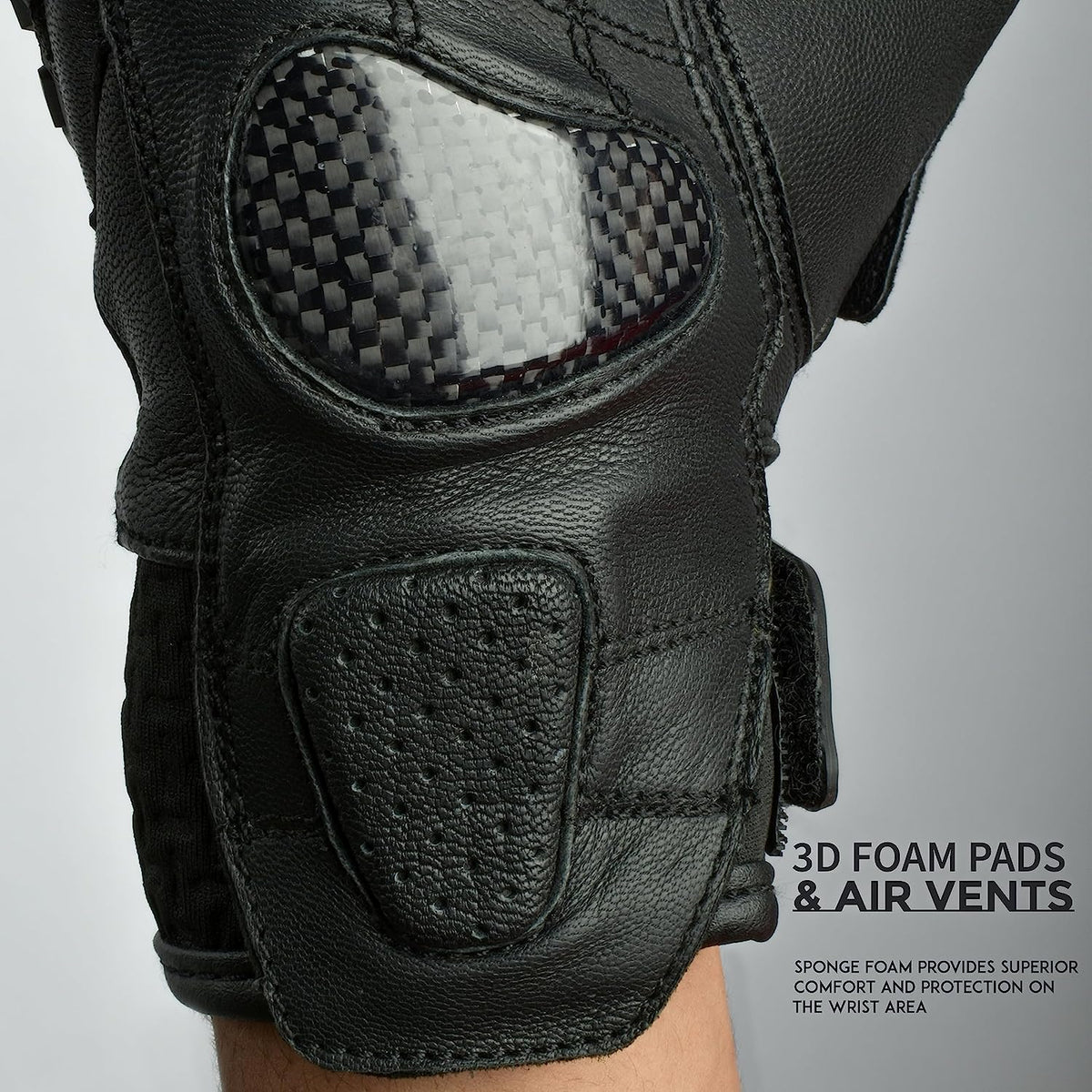 Gladiator Leather Motorcycle Gloves Reinforced Knuckle Men