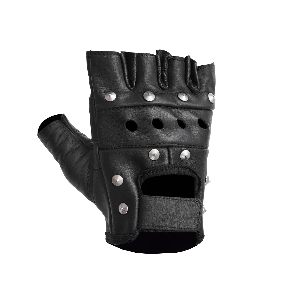 Road Rebel Fingerless Leather Motorcycle Gloves Men&