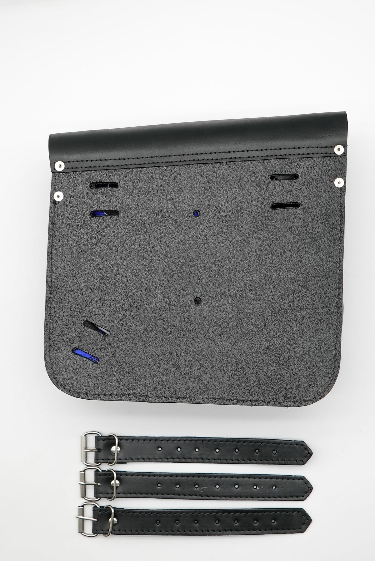 Hawg Leathers Side Mount Frame Bag in genuine leather with hard molded back panel and embossed logo for rigid bike frames