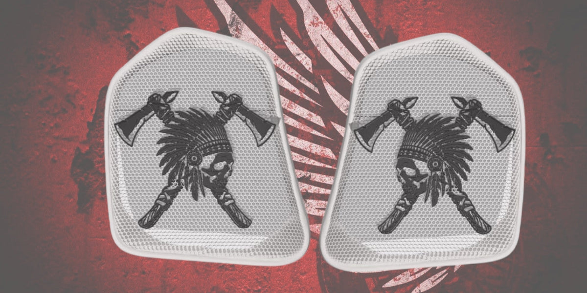 19 to 25+ Indian Challenger warrior themed inner speaker grills set
