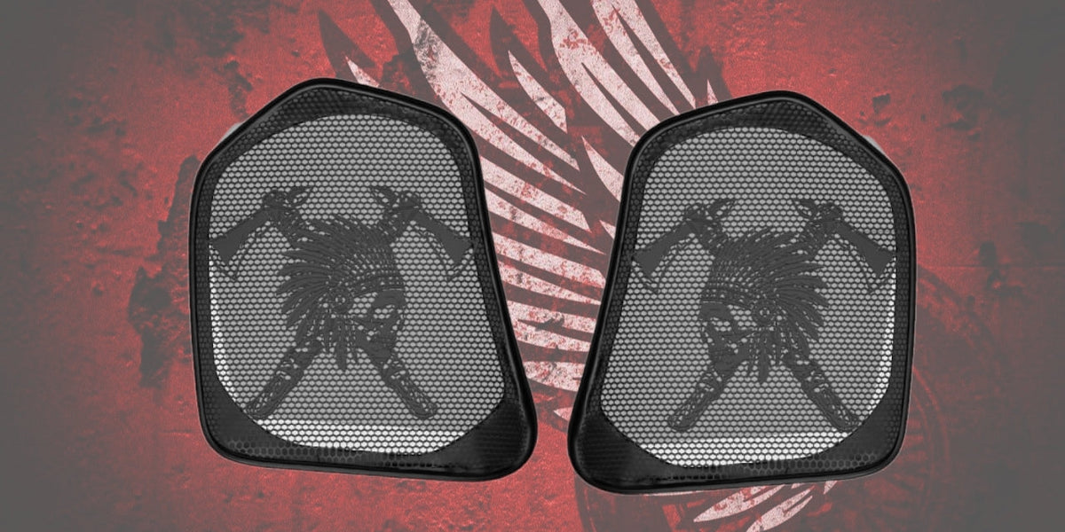 19 to 25+ Indian Challenger warrior themed inner speaker grills set