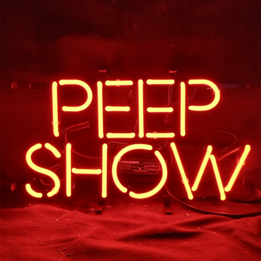 Peep Show Neon Sign Light Retro Bar Garage Man Cave Decor