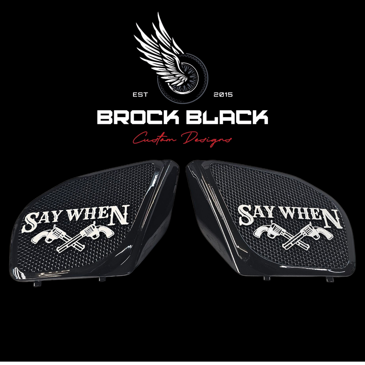 98 to 2024+ Road Glide 3D Say When speakers grill covers set