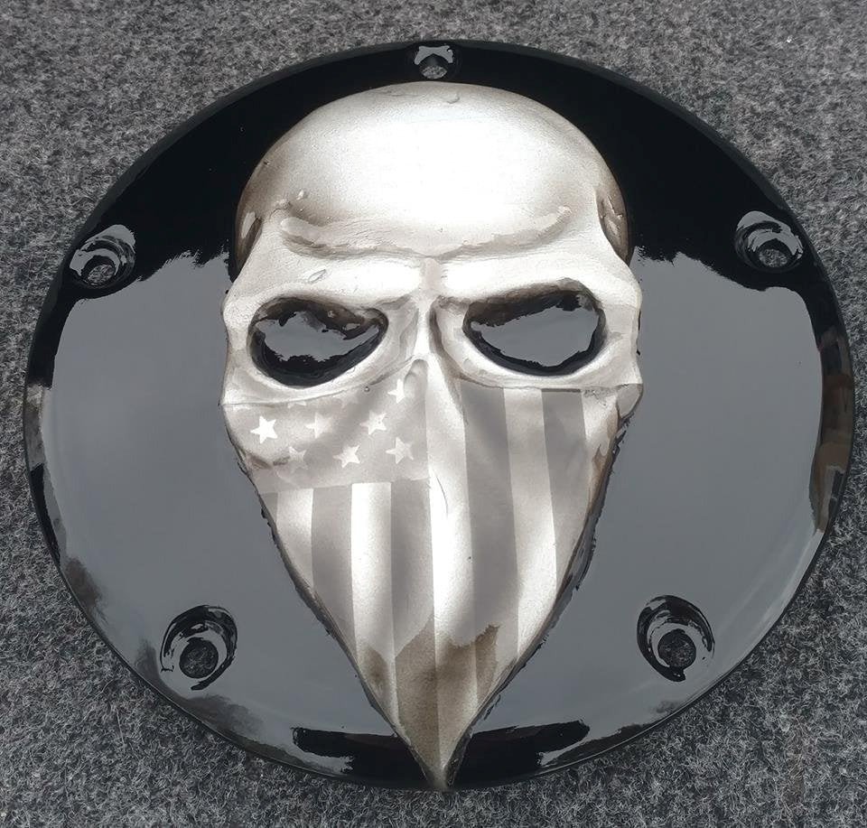 3D skull bandit with American Harley bandanna Derby Cover