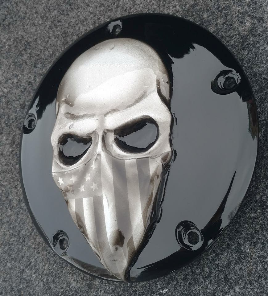 3D skull bandit with American Harley bandanna Derby Cover