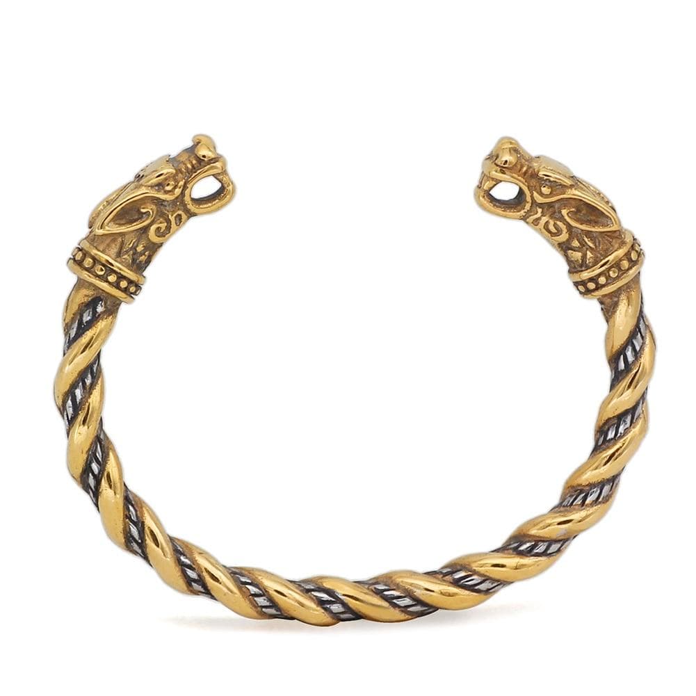 Viking Wolf Fenrir Stainless Steel Bracelet Norse Biker