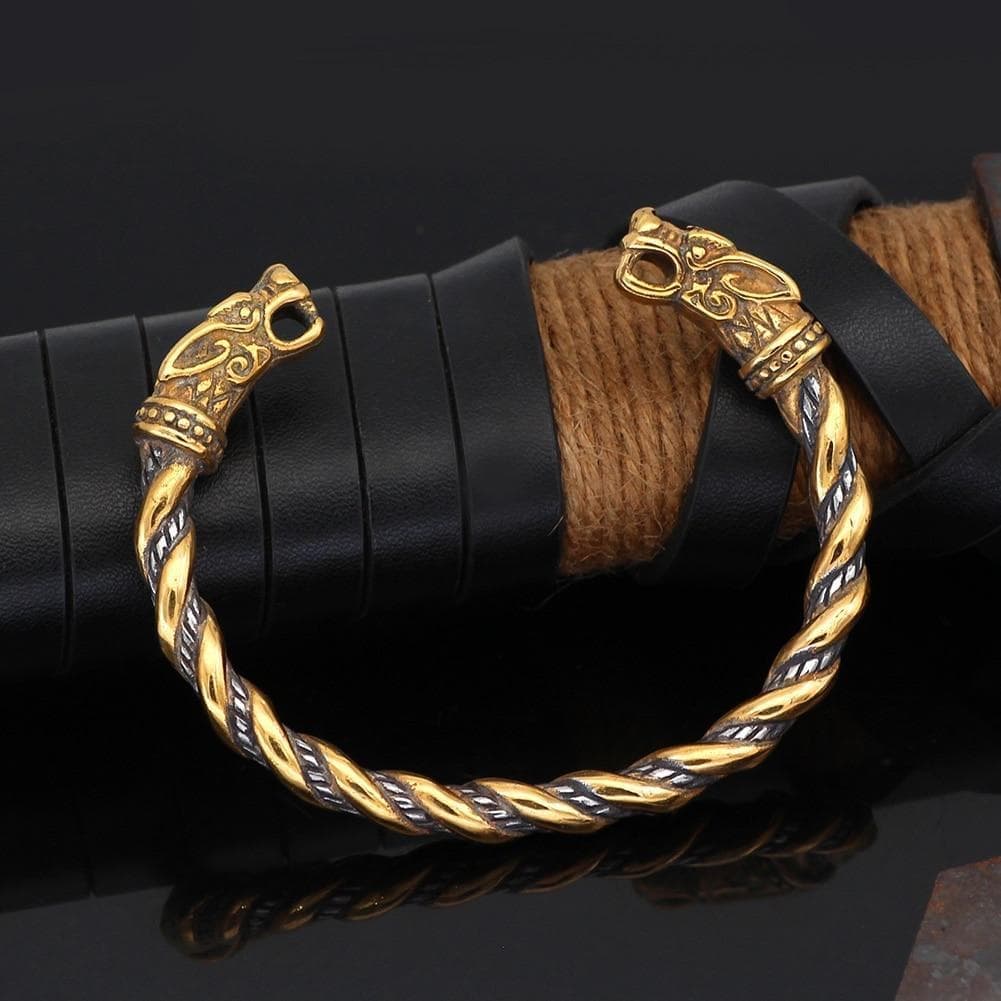 Viking Wolf Fenrir Stainless Steel Bracelet Norse Biker