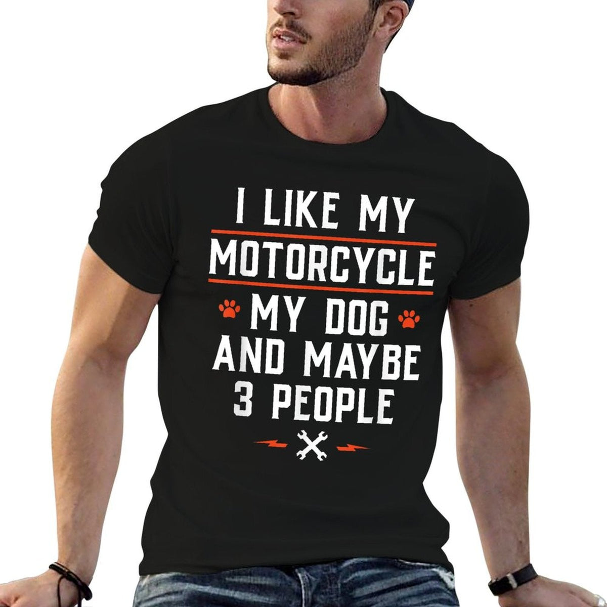 I Like My Motorcycle My Dog And Maybe 3 People - Funny Biker Men Women Eco-friendly Material T-Shirt