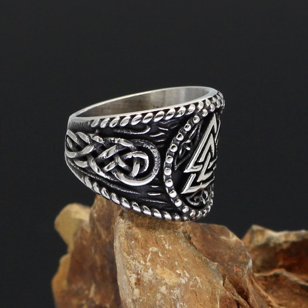 Viking Nordic Valknut Solid Stainless Steel Ring Norse