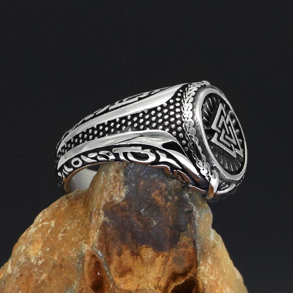 Viking Valknut Knot Stainless Steel Ring Bold Norse Design