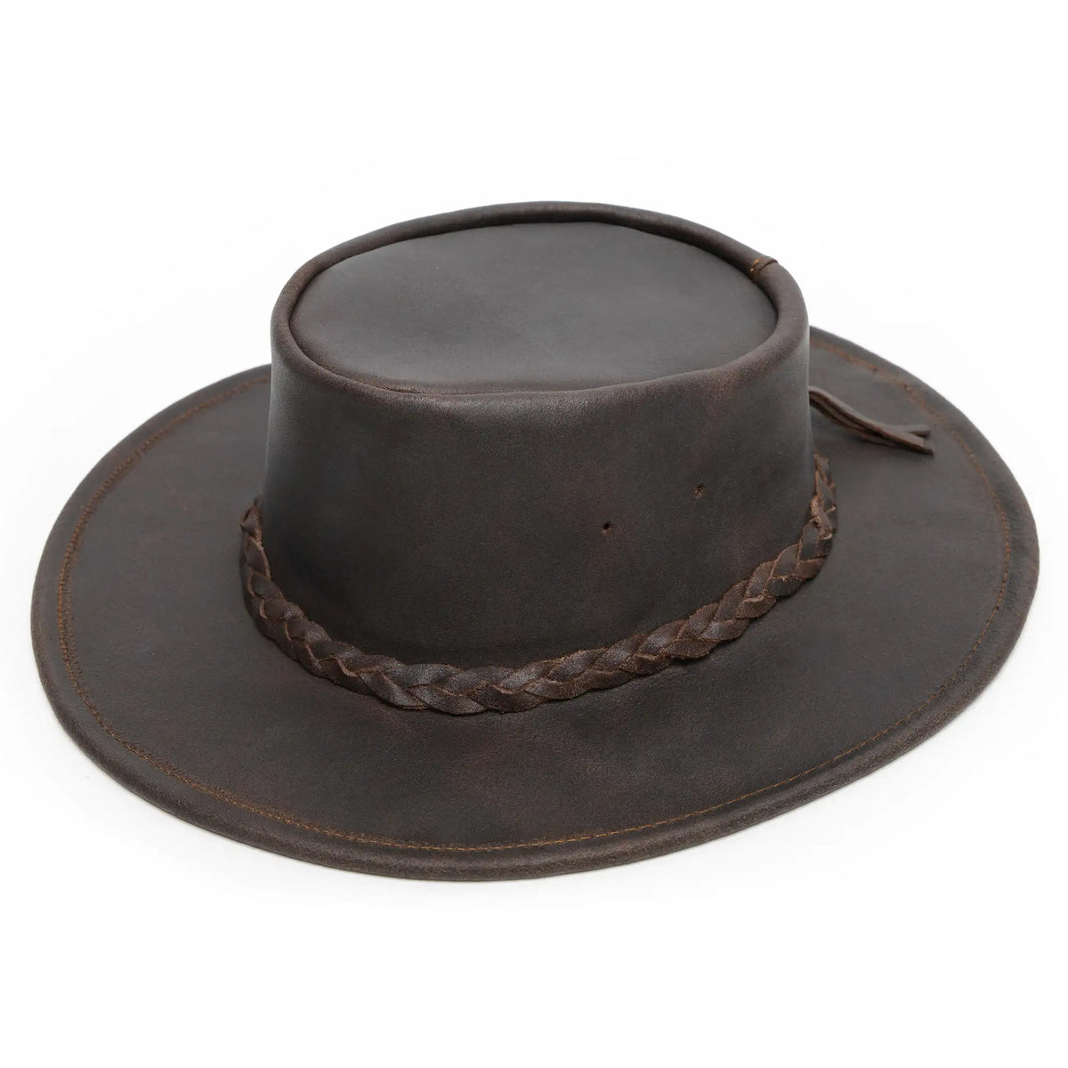 Minnetonka Fold Up Leather Australian Outback Hat Biker
