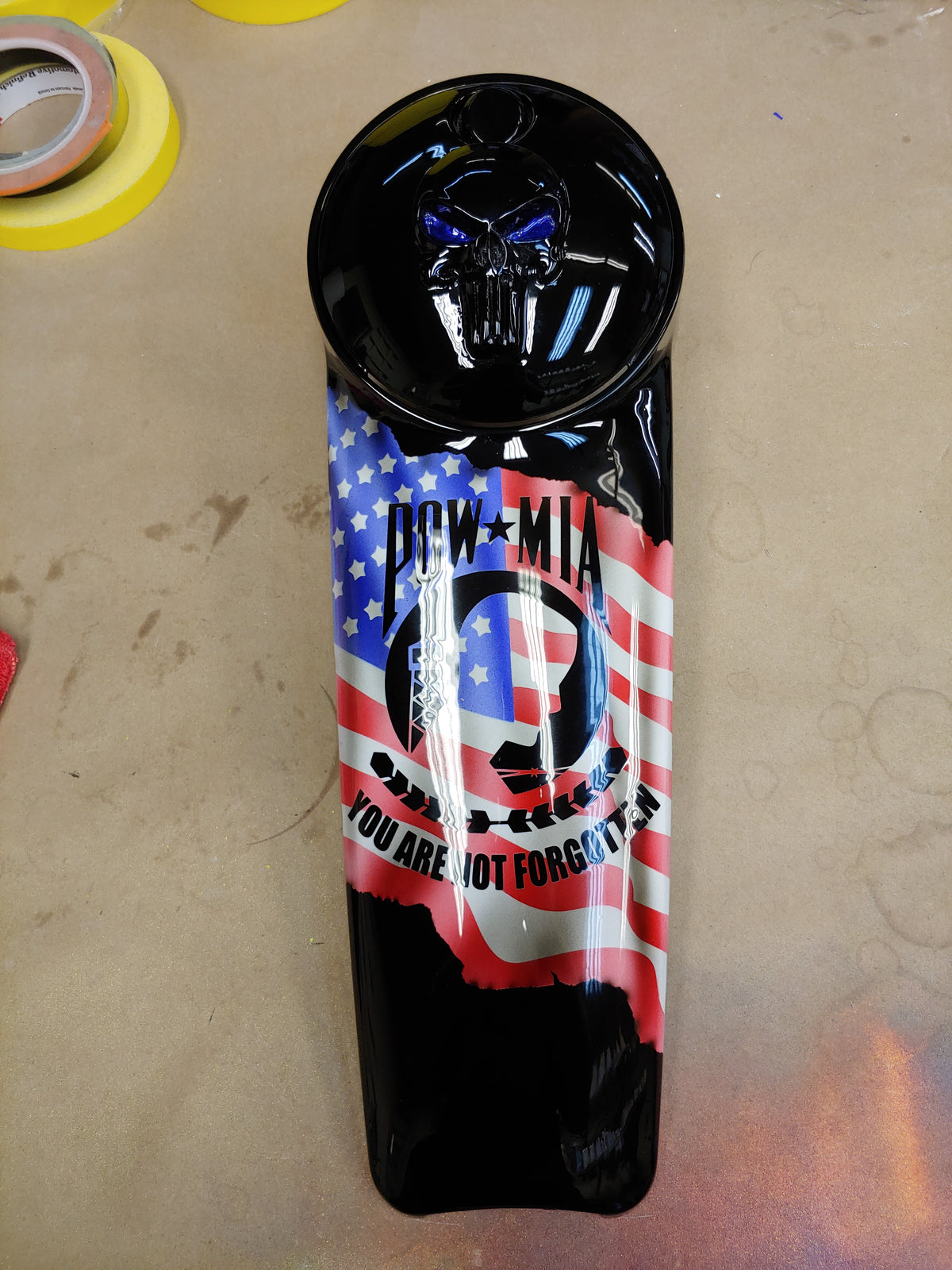 Harley Davidson Punisher console with tattered American flag design