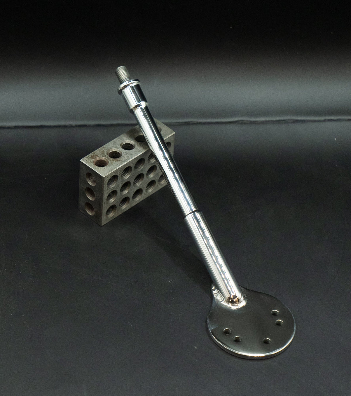 Ratchet Top Jockey Shifter stainless steel 9-inch 4-speed transmission shifter with 3/8"-24 threaded end and mounting hardware