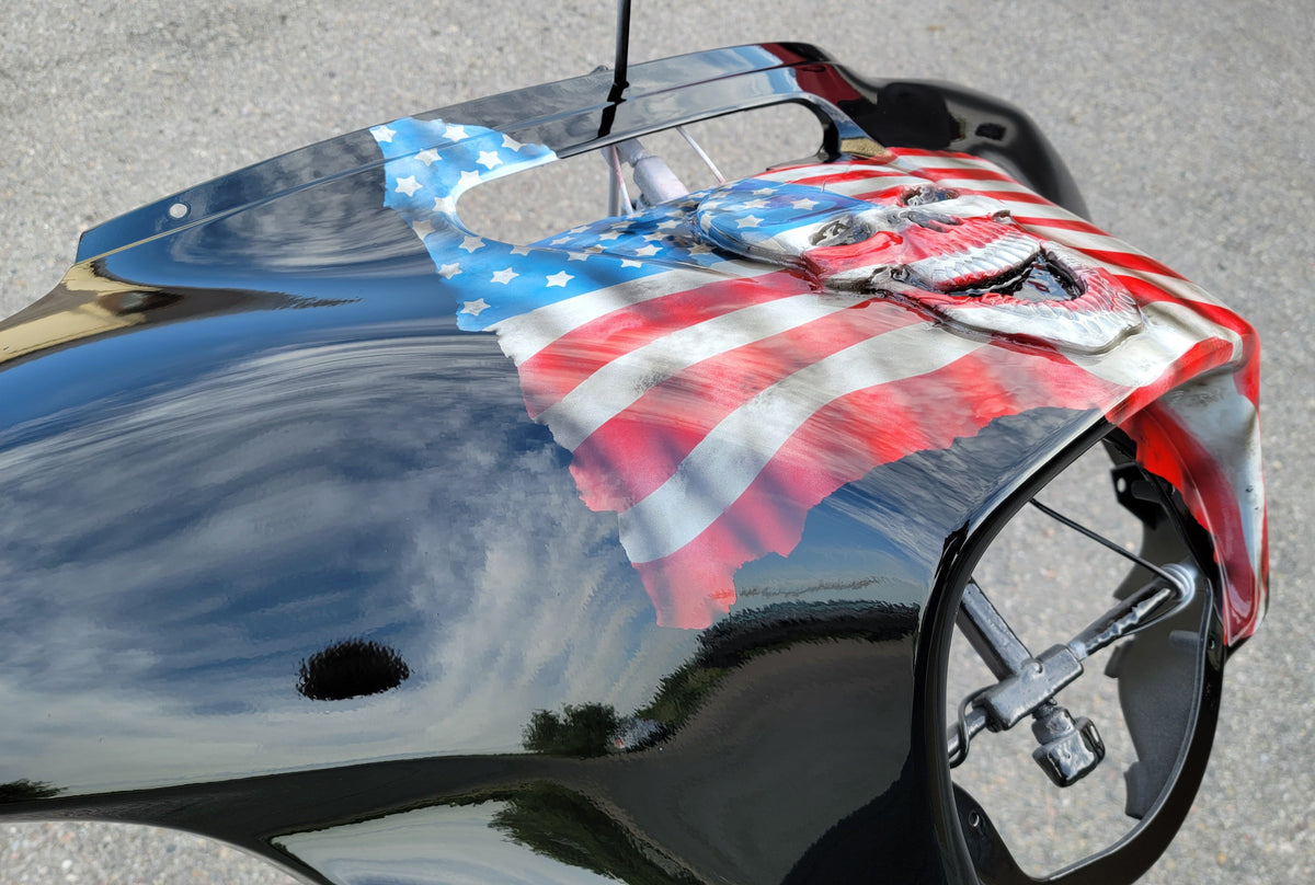 Harley davidson 3D skull American flag fairing batwing