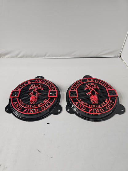 97-25+ Touring 3D FAFO webbed skull speakers grill covers set