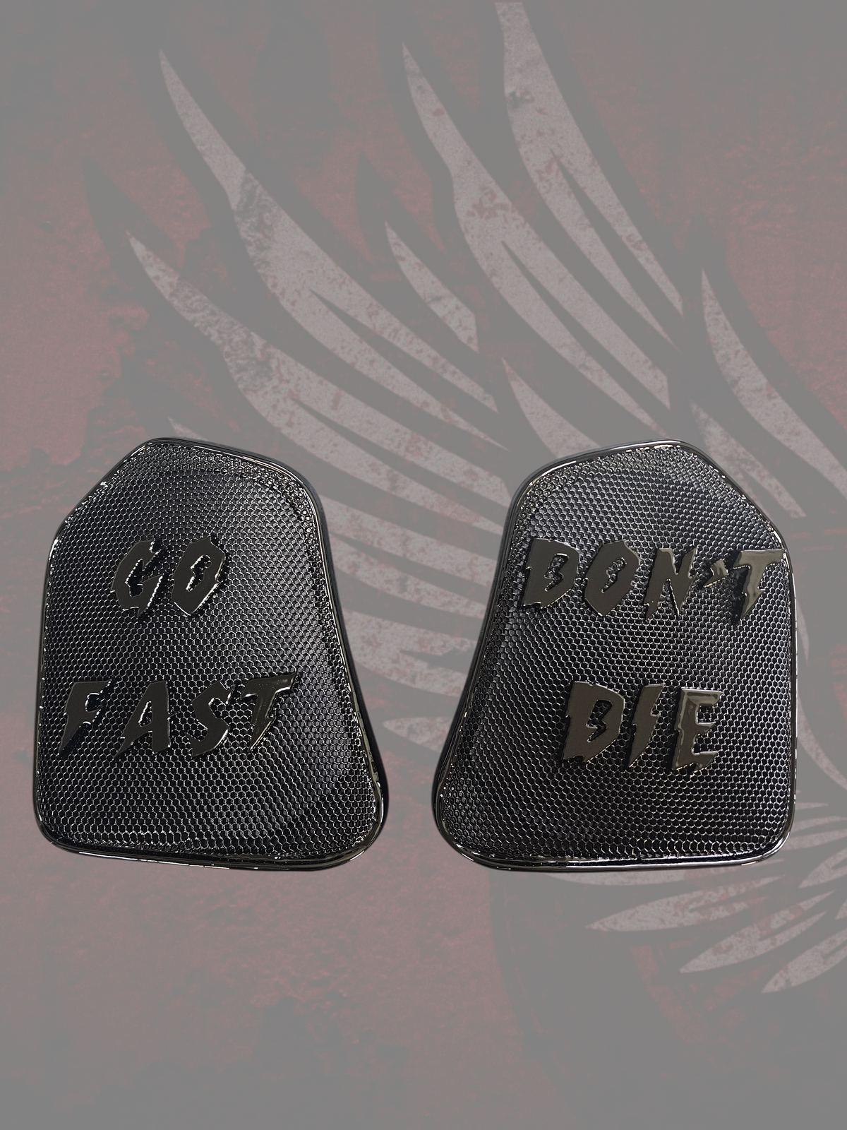 19 to 25+ Indian Challenger Go Fast Dont Die themed inner speaker grills set