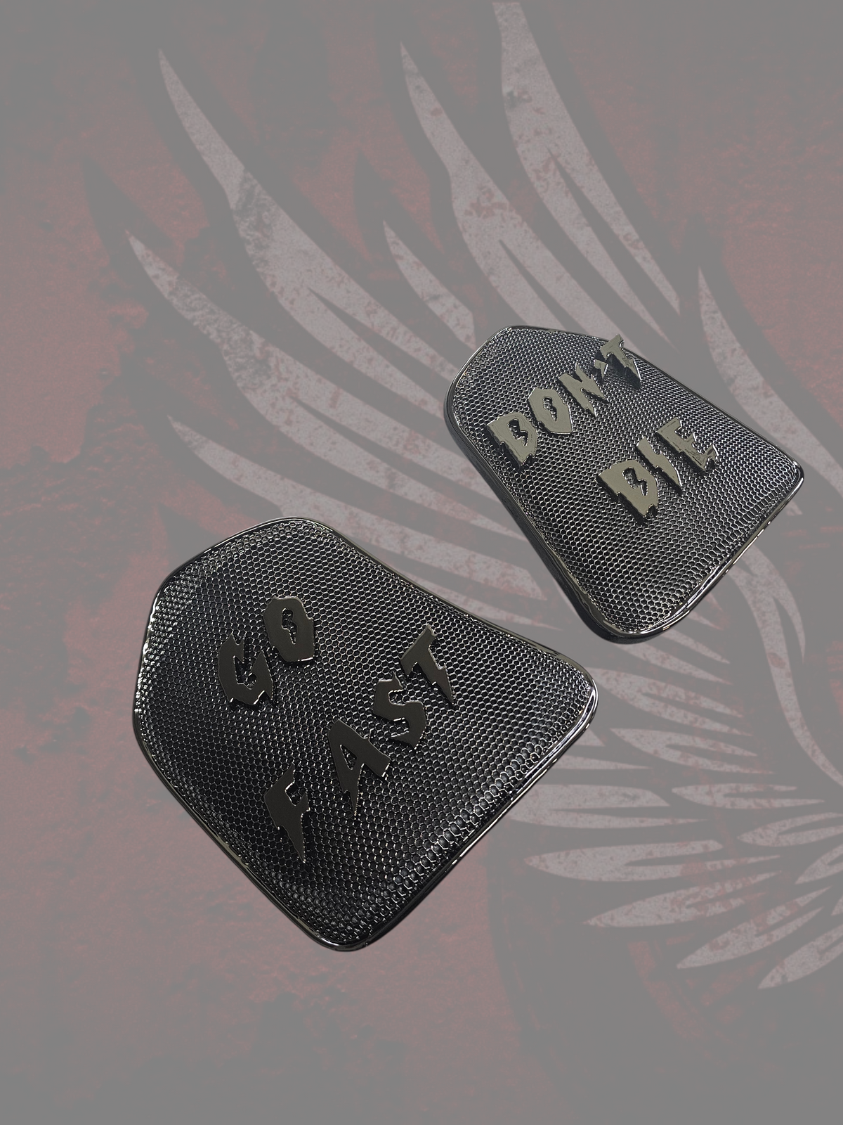 19 to 25+ Indian Challenger Go Fast Dont Die themed inner speaker grills set