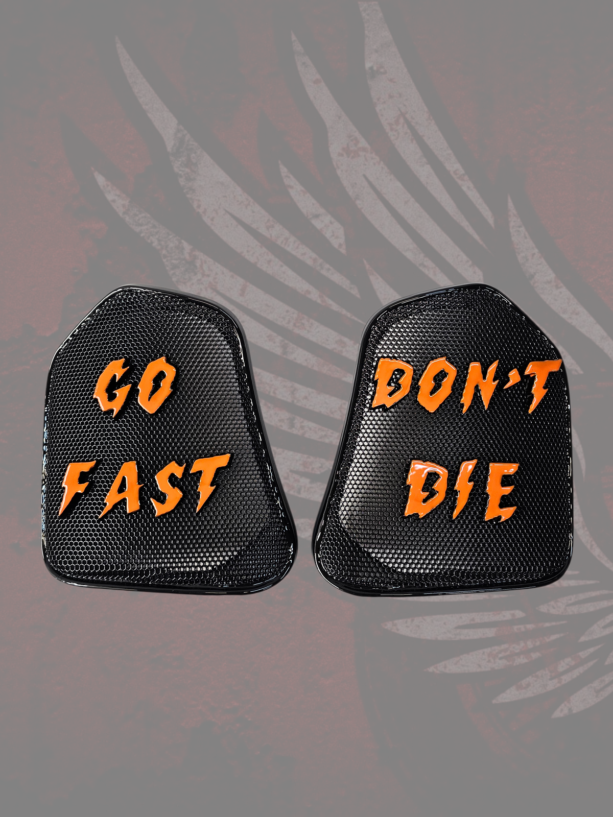19 to 25+ Indian Challenger Go Fast Dont Die themed inner speaker grills set