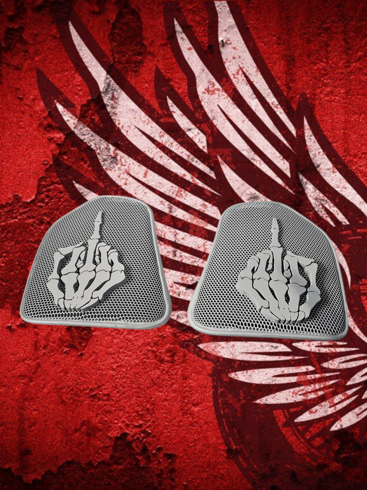 19 to 25+ Indian Challenger middle finger themed inner speaker grills set