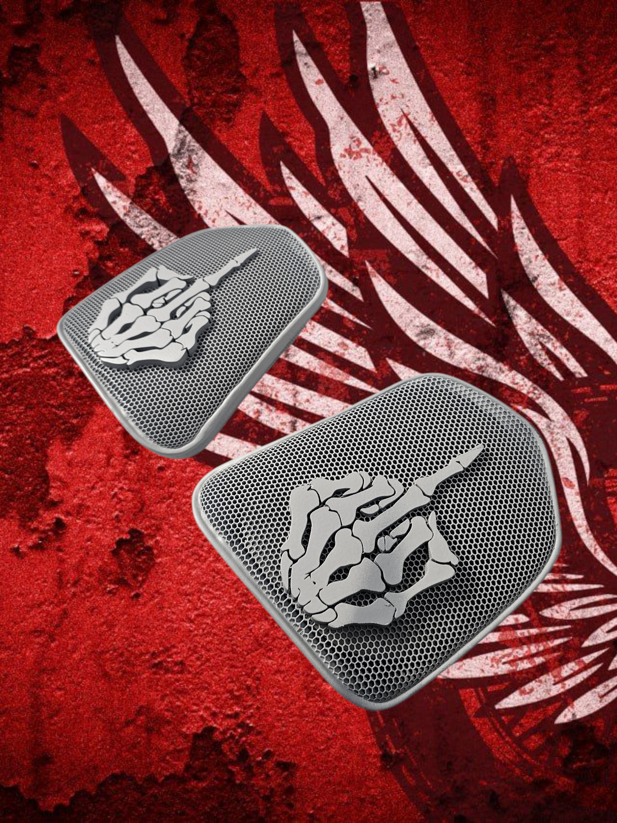 19 to 25+ Indian Challenger middle finger themed inner speaker grills set