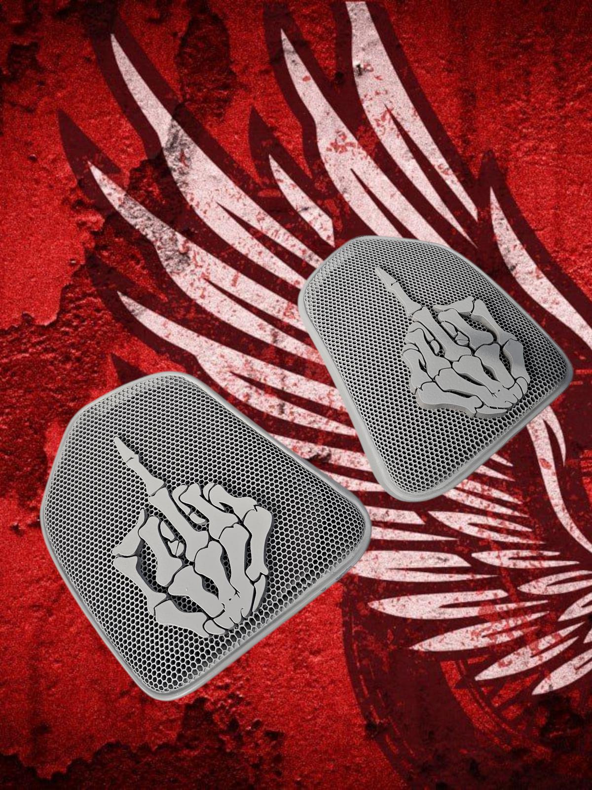 19 to 25+ Indian Challenger middle finger themed inner speaker grills set