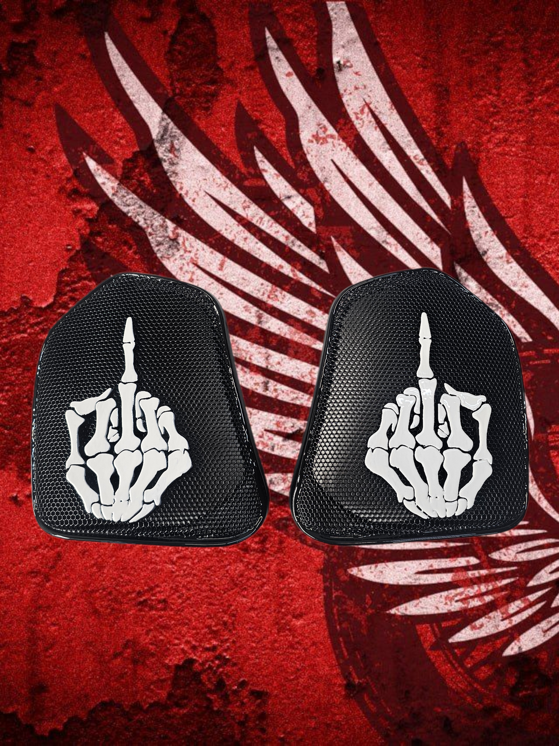 19 to 25+ Indian Challenger middle finger themed inner speaker grills set