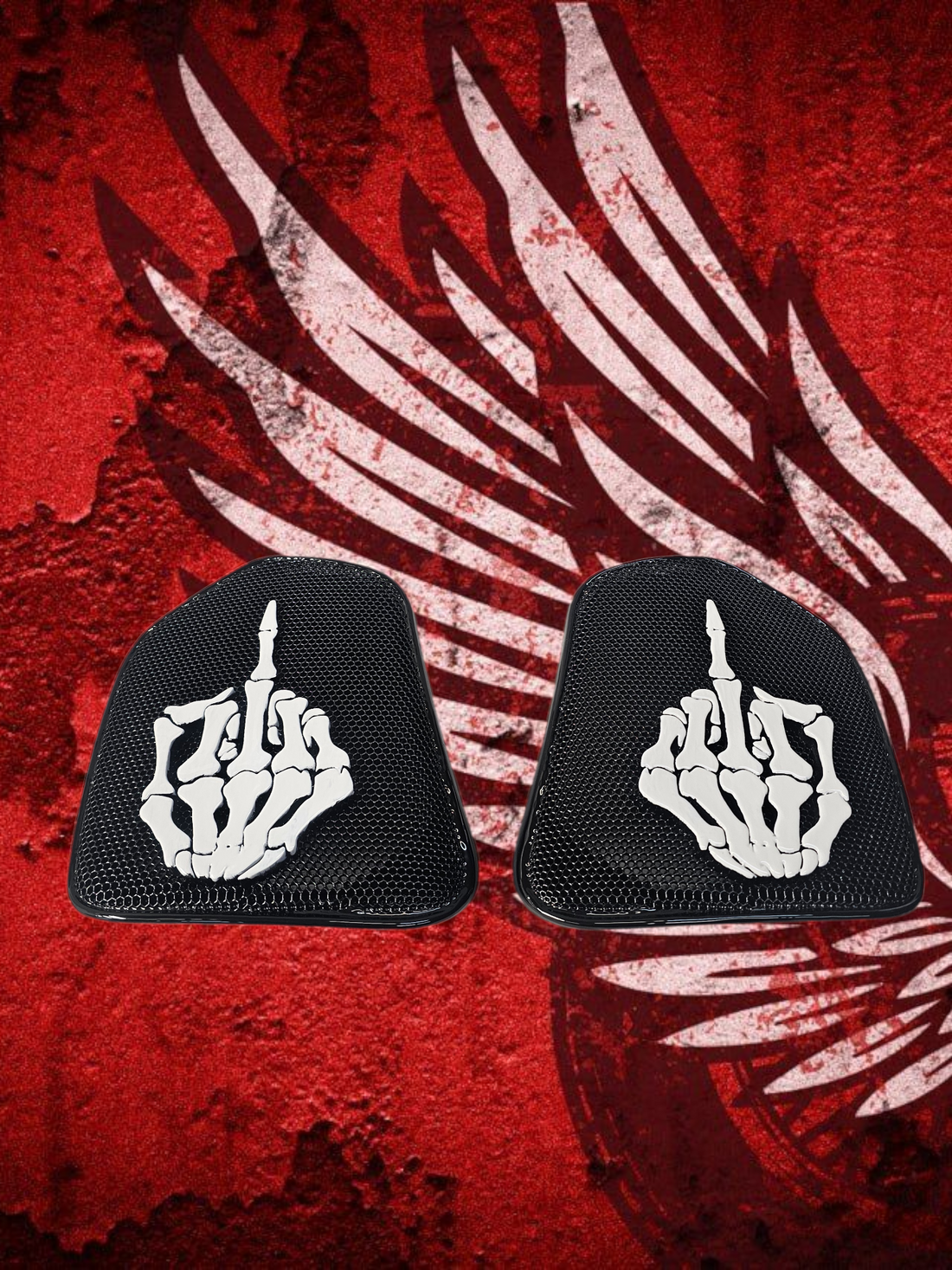 19 to 25+ Indian Challenger middle finger themed inner speaker grills set