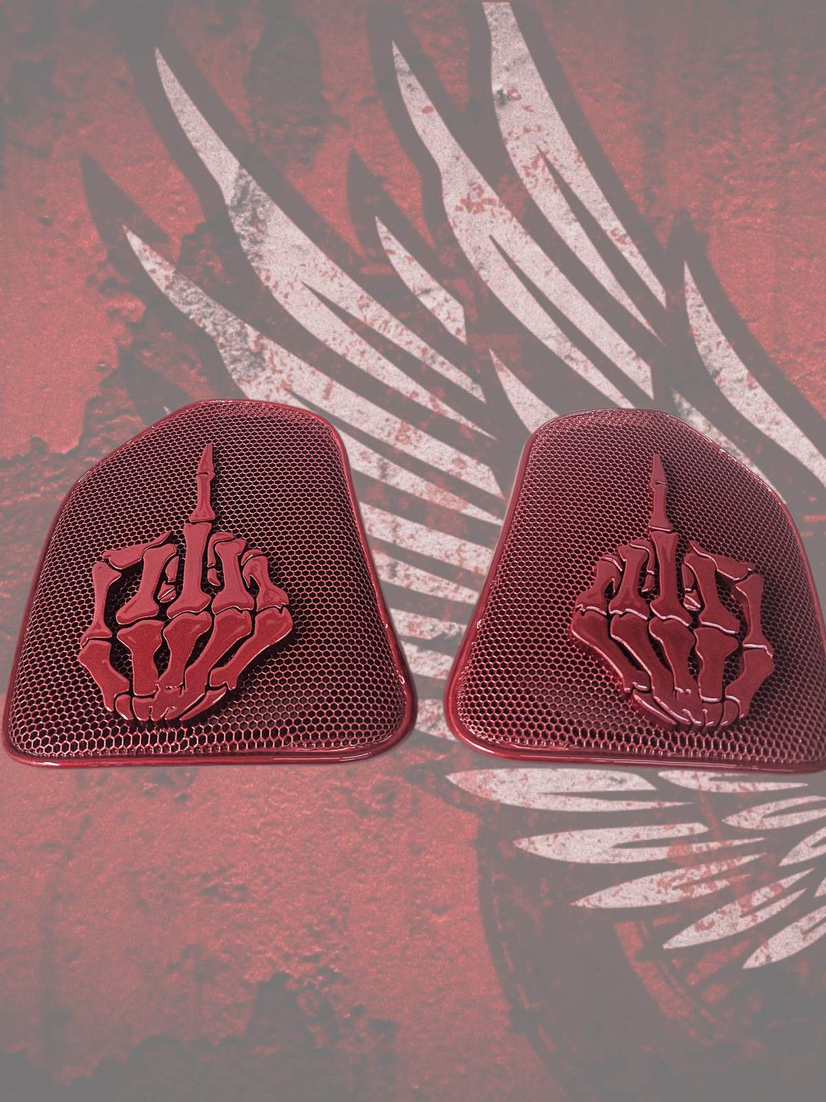 19 to 25+ Indian Challenger middle finger themed inner speaker grills set