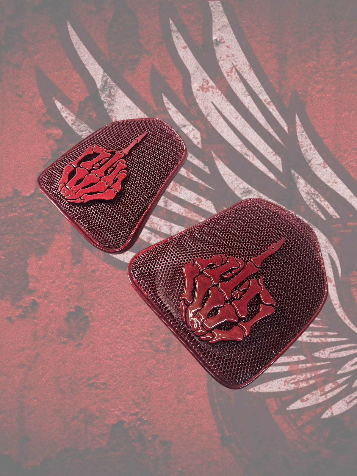 19 to 25+ Indian Challenger middle finger themed inner speaker grills set