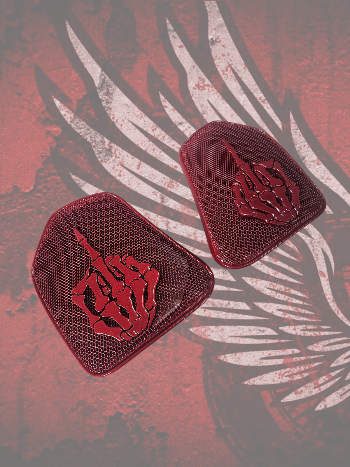 19 to 25+ Indian Challenger middle finger themed inner speaker grills set