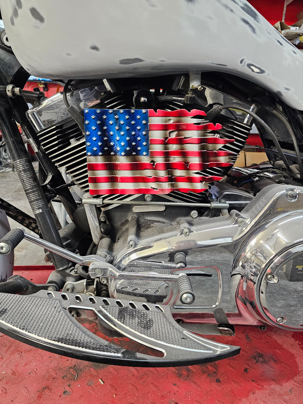 Tattered American Flag horn cover