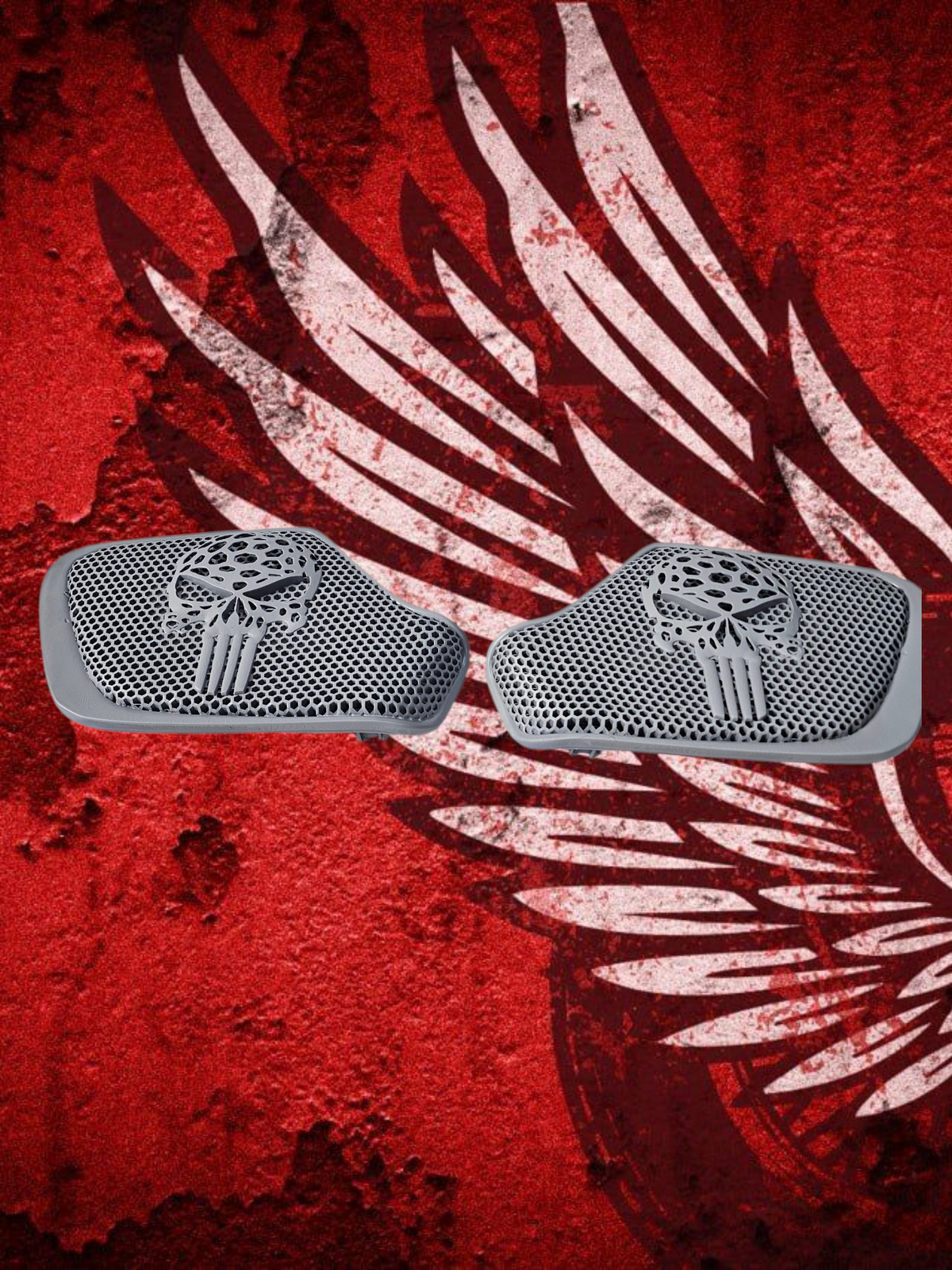 18 to 26+ Indian Chieftain webbed punisher inner speaker grills set