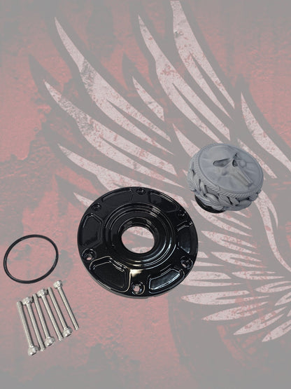 23.5+ Punisher skull themed fuel cap assembly