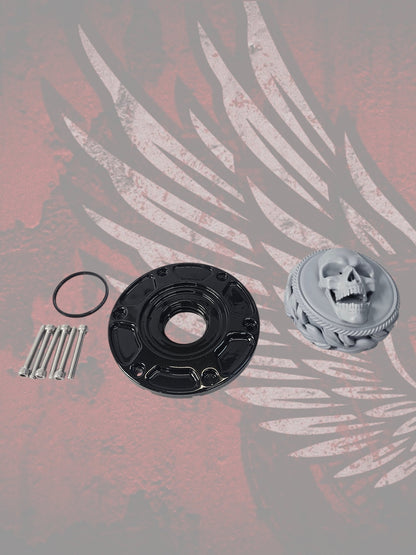 23.5+ screaming skull themed fuel cap assembly