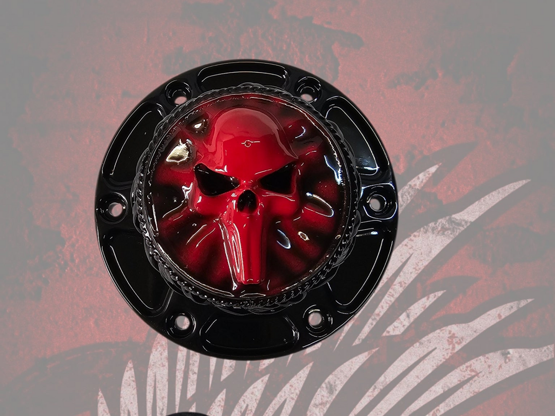 23.5+ Punisher skull themed fuel cap assembly