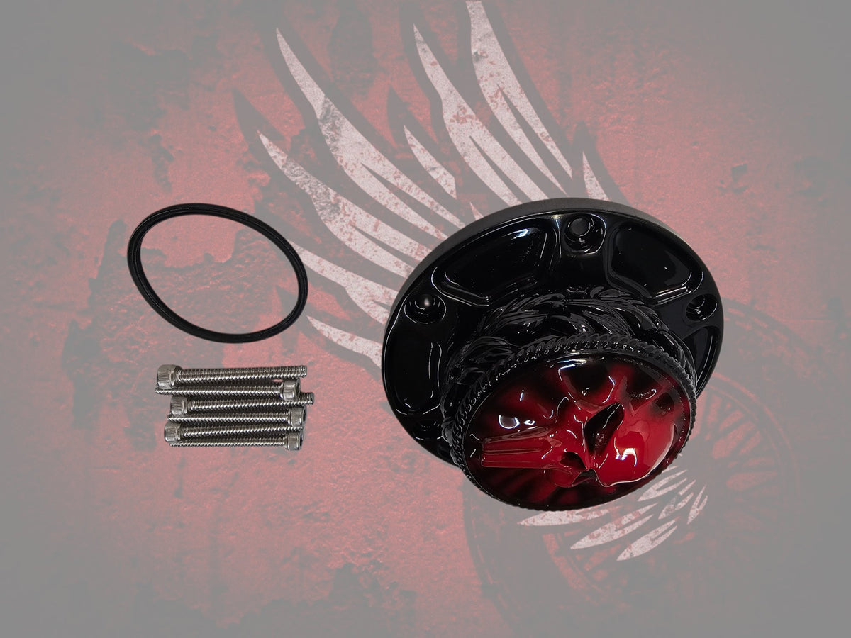 23.5+ Punisher skull themed fuel cap assembly