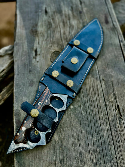 Custom Handmade Damascus Tactical Knuckle Knife Full Tang