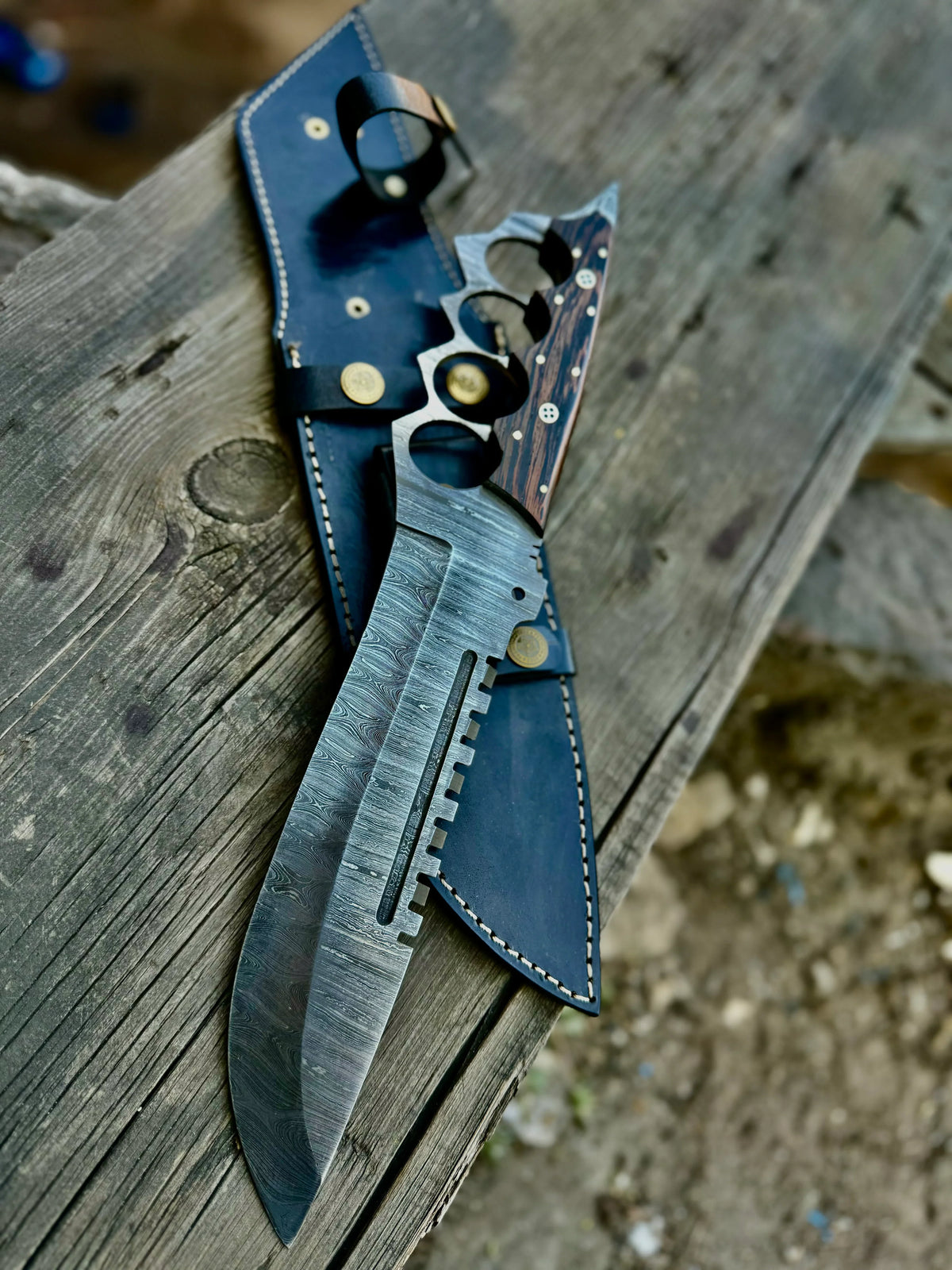 Custom Handmade Damascus Tactical Knuckle Knife Full Tang