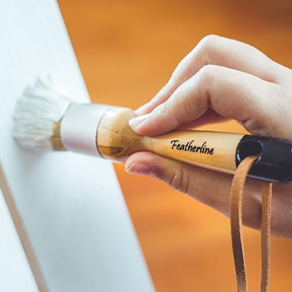 Featherline 1 Inch Detail Applicator Brushes – Flat &amp; Round Brushes for Leather Care Products, Set of 2