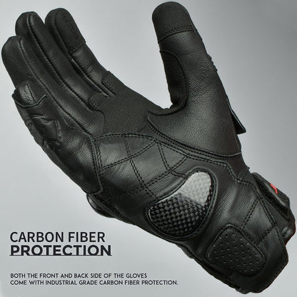 Gladiator Leather Motorcycle Gloves Reinforced Knuckle Men