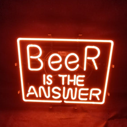 Beer Is the Answer Neon Light Sign Bar Garage Man Cave