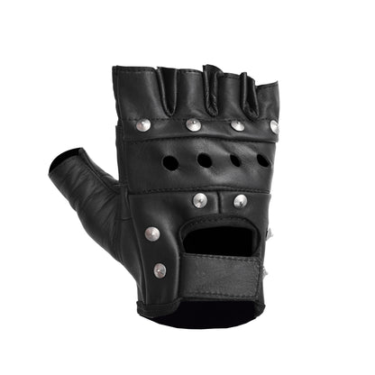 Road Rebel Fingerless Leather Motorcycle Gloves Men&